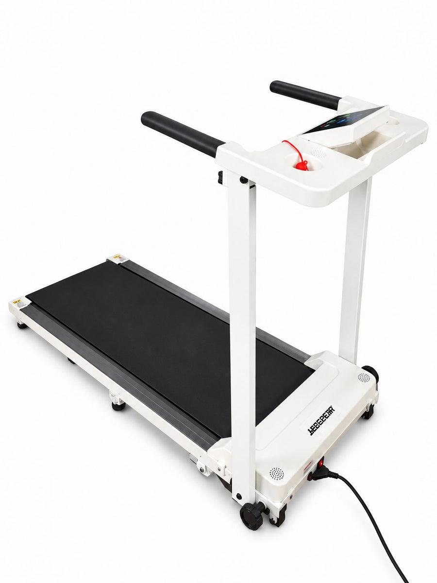 Tapis de course blanc avec barres d'appui